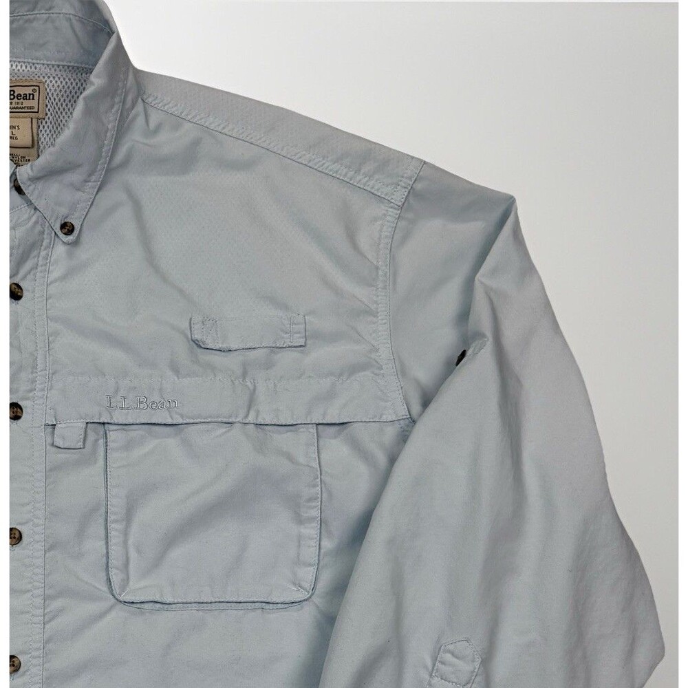L.L. Bean Men’s Large Light Blue‎ Vented Fishing Shirt Nylon Outdoor - Picture 3 of 8